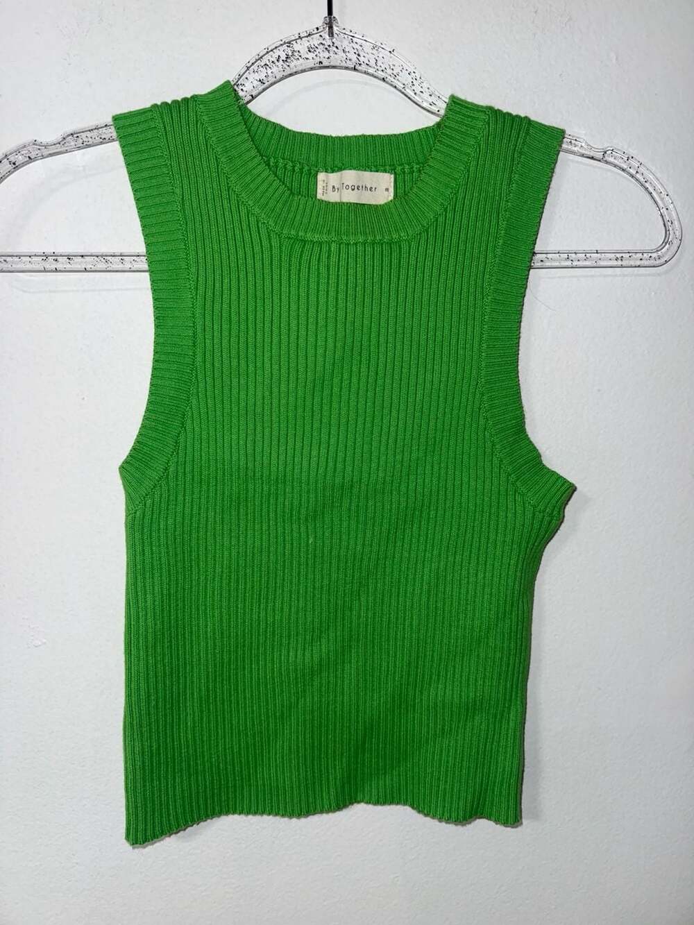By Together Green Ribbed Knit Tank Top Size M
